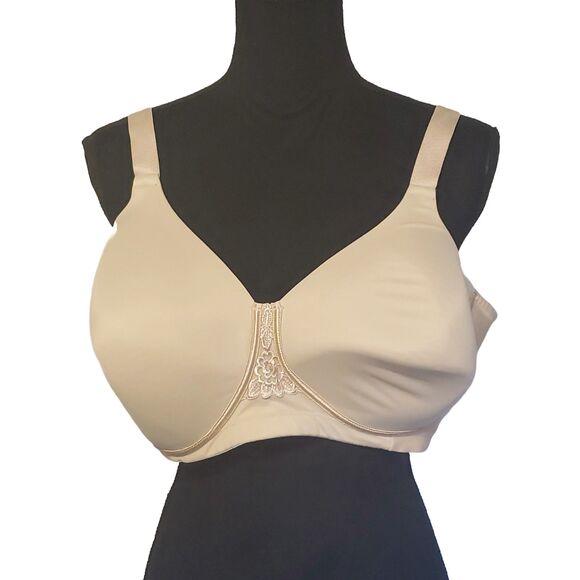 Vanity Fair Beige Full Figure Smoothing Wireless Padded Bra Size 44D - Picture 2 of 6